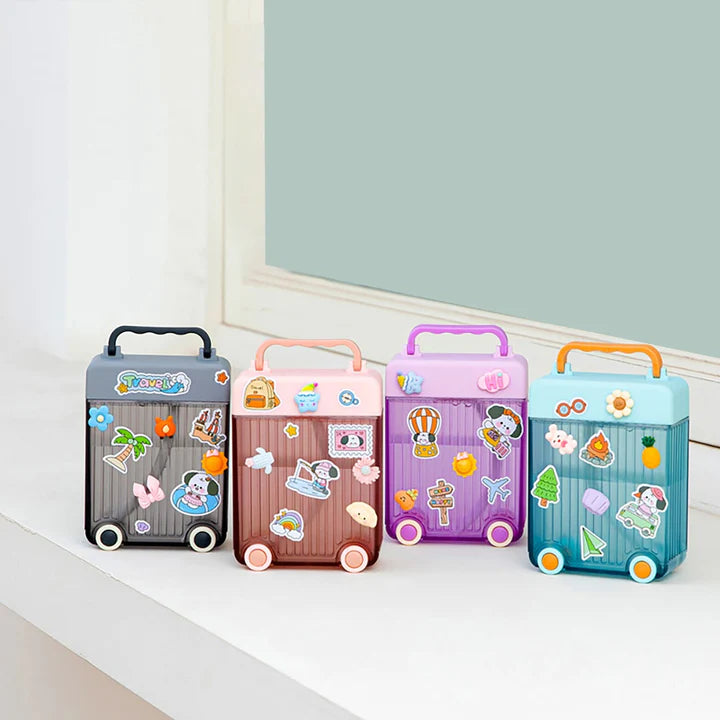 Cute Suitcase Straw Water Bottle, 450ml Plastic Water Cup with Straw Briefcase Shape Kids Water Bottle, Portable Drinking Cup for Girls Boys School, Easy to Carry Sports Bottles for Girls and Boys Cute Suitcase Straw Water Bottle, 450ml Plastic Water Cup with Straw Briefcase Shape Kids Water Bottle, Portable Drinking Cup for Girls Boys School, Easy to Carry Sports Bottles for Girls and Boys